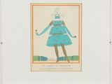 an image of a drawing of a woman in a blue dress
