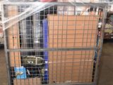 a metal cage with a bunch of boxes in it