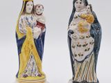 two figurines of the virgin mary and child jesus
