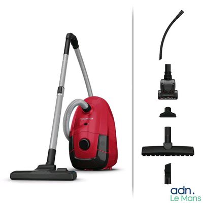 un gros plan sur un aspirateur rouge et un aspirateur noir et blanc