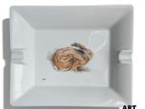 une petite assiette sur laquelle est représenté un tigre