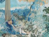 an image of a painting of a man sitting under a tree
