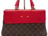 louis vuitton brown and red monogram canvas and leather handbag