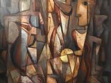 une peinture à l'huile représentant un groupe de personnes jouant d'un instrument