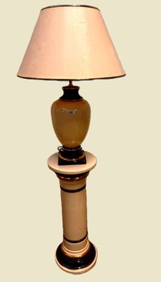 Colonne + Lampe en céramique de couleur Bleu blanc et Or H t…