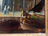 a picture of a painting of a boat in the water