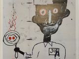an image of a painting of a man with a microphone in his hand