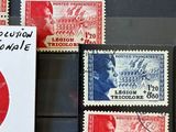 a display case with a lot of stamps on it