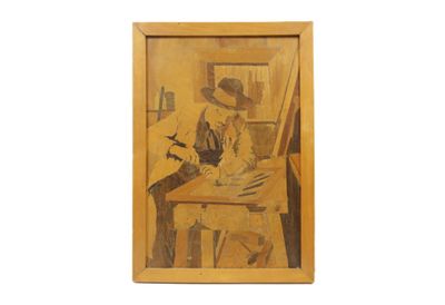 Louis THIAM (1914-1973) Aimé Thiam à son ouvrage Panneau en …