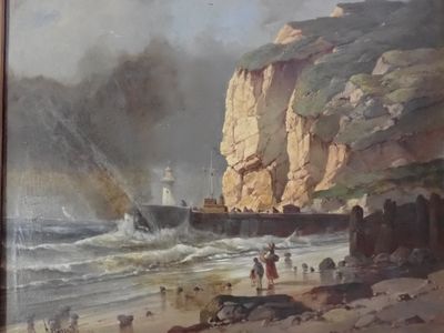 une photo d'un tableau représentant des personnes sur la plage
