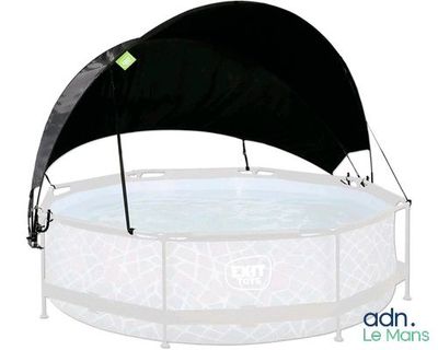 an image of a black and white umbrella over a swimming pool