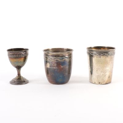 Ensemble DE Deux Petites Timbales ET Une Coupe EN Argent