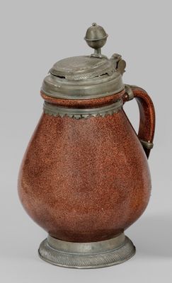 Steinzeug Altenburger Birnkrug, braune Salzglasur. Dreiteili…