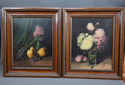 BAUMET (XIX-XXème) - Nature morte aux poires et aux rainsins…