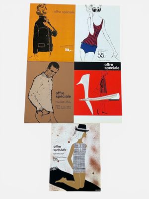 Lot de 5 affiches publicitaires sérigraphiés au printemps « …