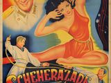 une vieille affiche de cinéma représentant une femme en maillot de bain et un homme en uniforme de marin