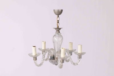 Petit LUSTRE en verre de Murano, à cinq bras de lumière. XIX…