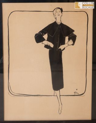 une image représentant le dessin d'une femme en robe noire