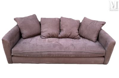 Canapé trois places Couvert de tissu brun-violet