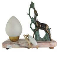 Lampe art déco à décor de biche sur socle marbre (photo 2)