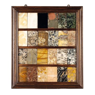 COLLECTION D'ENVIRON 930 CARREAUX DE DIFFÉRENTS MARBRES ANCI…