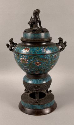 Vase chinois en bronze cloisonné et en émail cloisonné
