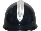 a black helmet with a silver stripe on it