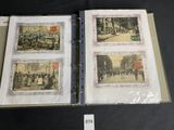 several old photos of people walking down a street in a book