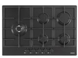 a close up of a black stove top on a white background