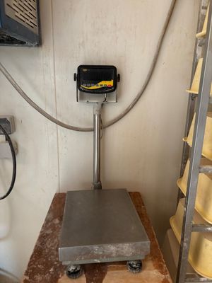 an image of a scale with cheese on it