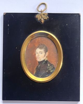 Miniature ovale encadrée - Portrait d'un militaire - XIXème …