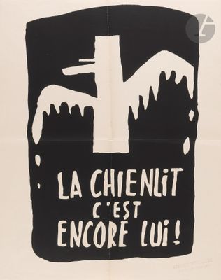 a black and white poster with a cross on it that says la cheeniet ce ' est encore un
