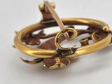 an image of a close up of a gold broochle on a white surface