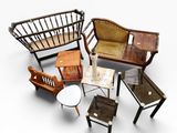 a group of chairs and tables that are arranged together