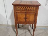 an image of a small wooden table with a drawer on top of it