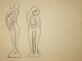 drawing of a couple of figures standing next to each other