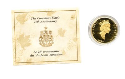 une image représentant une pièce d'or sur laquelle figure le drapeau canadien, à côté d'une carte