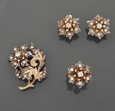 Parure en argent supérieur à 800 millièmes et or bas titre, …