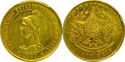 une pièce d'or sur laquelle figurent l'effigie d'une femme et une étoile