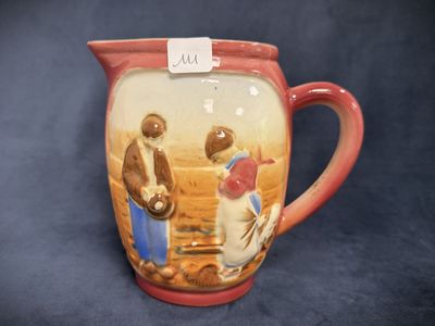a coffee cup with a picture of a man and a woman on it