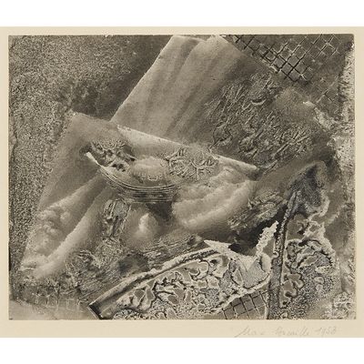 a black and white photo of a bird sitting on a pillow