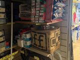 a room with a lot of items on the shelves