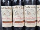 three bottles of wine are lined up on a table