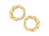 a pair of gold and diamond hoop earrings