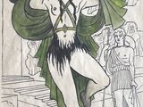 dessin représentant une femme en costume en train de danser devant un public