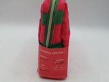 a small red bag with a green stripe on it