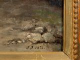 an image of a painting of a man in a boat on the water