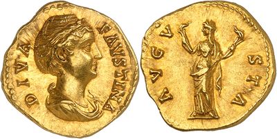 a gold coin with an image of a woman on it