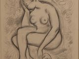 l'image d'un dessin représentant une femme nue assise sur une chaise