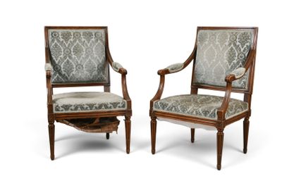 pair of louis xvi style walnut armchairs